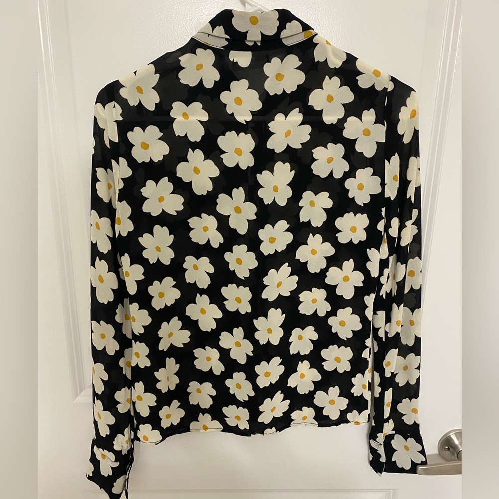 Reformation Violet Daisy print button down XS top - Picture 3 of 9